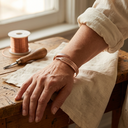 Isla | Engraved Feather Copper Cuff