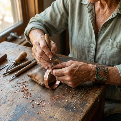 Rosalie | Engraved Flower Copper Cuff