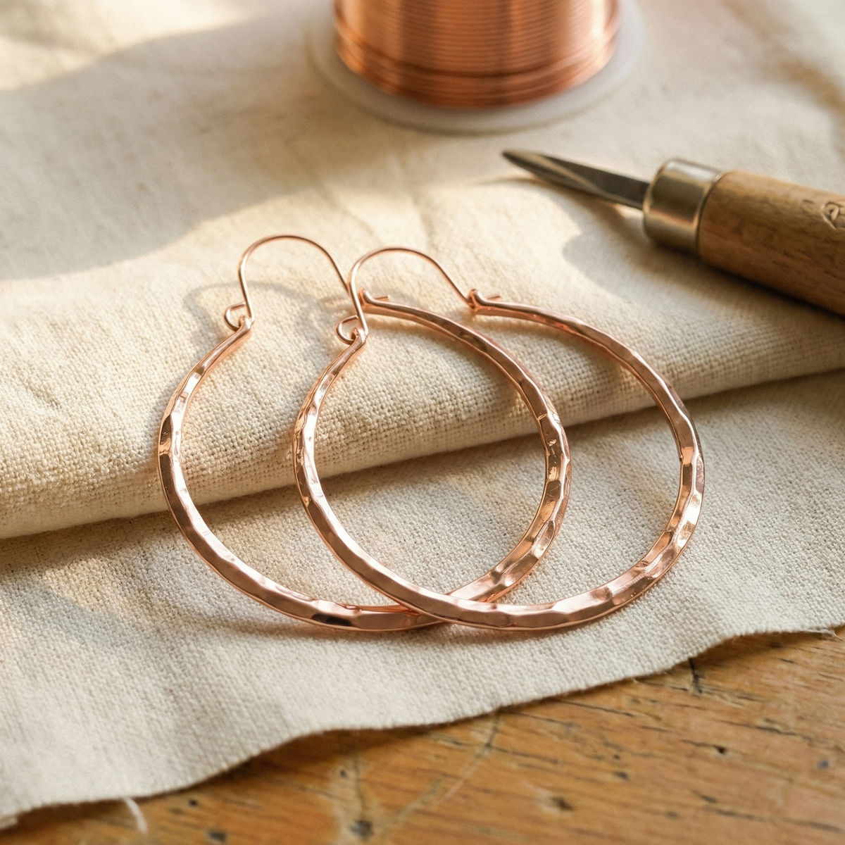 Nina | Faceted Copper Hoop Earrings