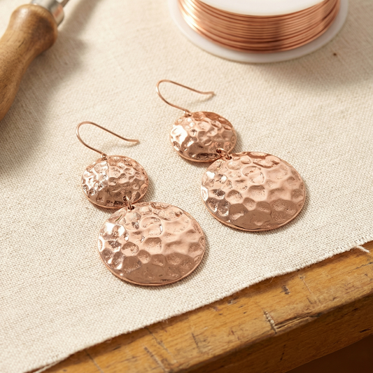 Daphne | Hammered Disc Copper Earrings