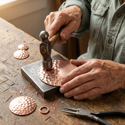 Daphne | Hammered Disc Copper Earrings