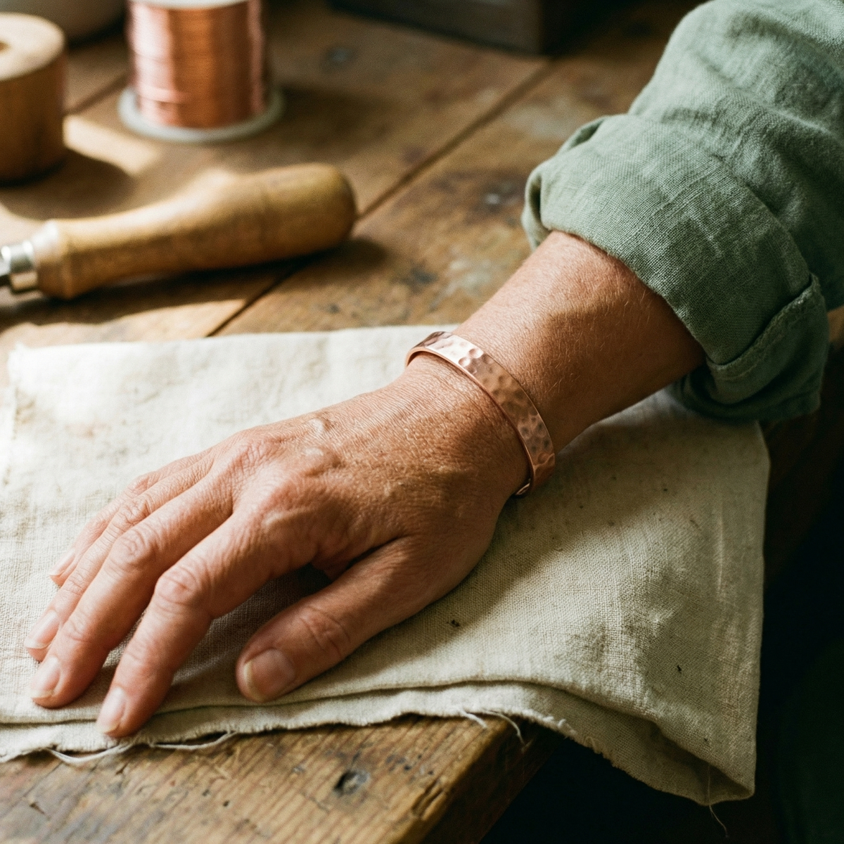 Nora | Hammered Magnetic Copper Cuff