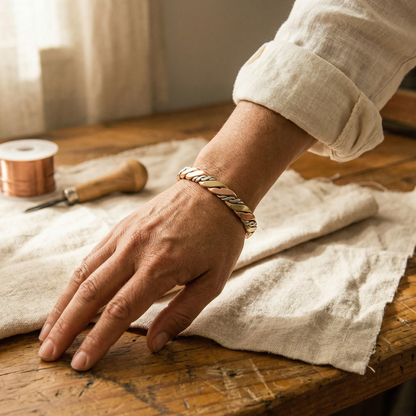 Freya | Three-Tone Braided Copper Bracelet