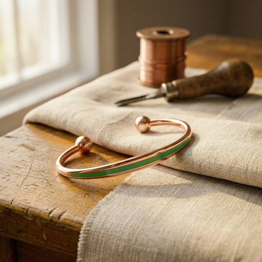 Eleanor | Green Inlay Copper Bracelet