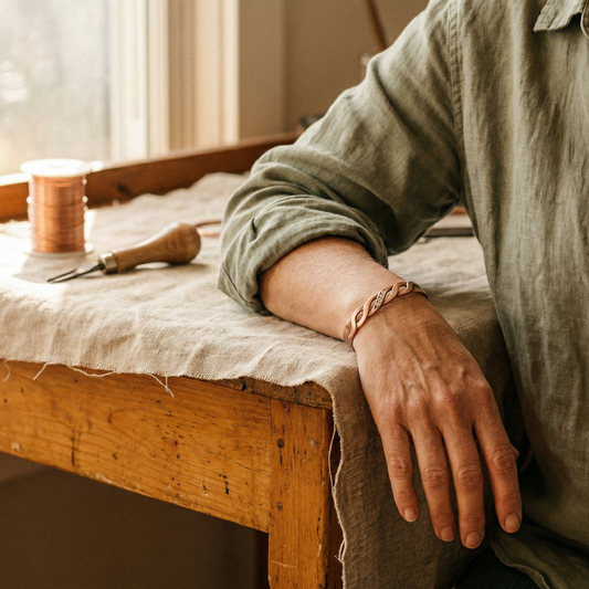 Elise | Twisted Copper Bracelet with Stones