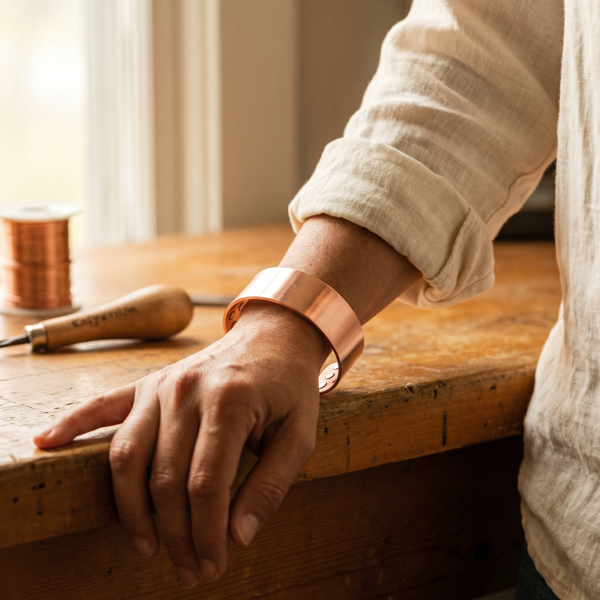 Ingrid | Wide Dotted Copper Cuff