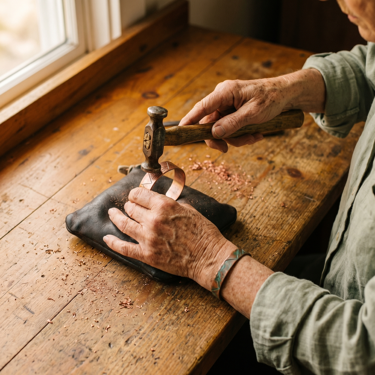 Sloane | Geometric Pattern Copper Cuff
