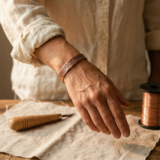 Edith | Engraved Knot Magnetic Copper Cuff