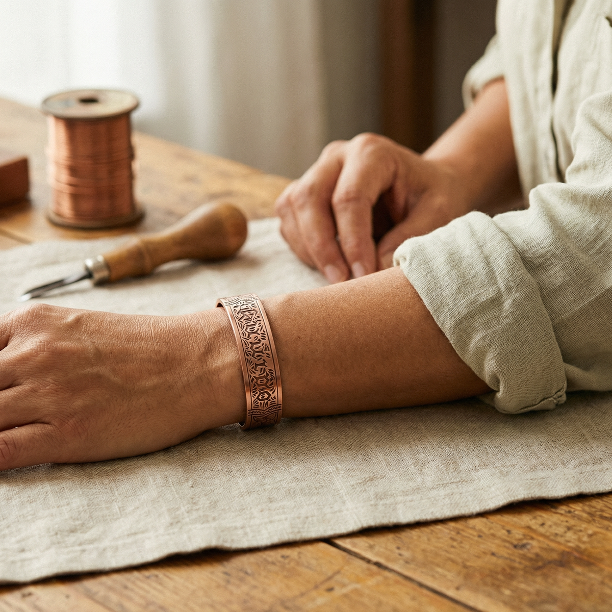 Odette | Engraved Lettering Copper Cuff