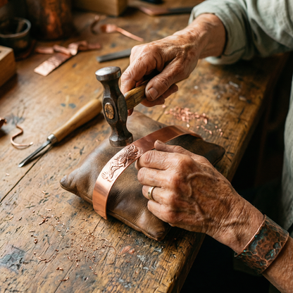 Lin | Dragon Embossed Magnetic Copper Cuff