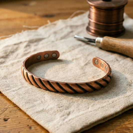 Harper | Ridged Magnetic Copper Cuff