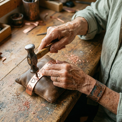 Harriet | Stamped Heart Copper Bracelet