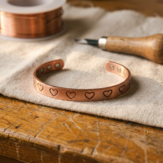 Harriet | Stamped Heart Copper Bracelet