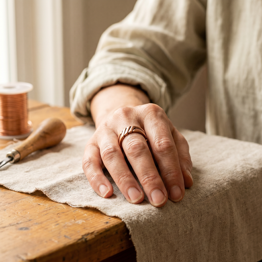 Thea | Diagonal Groove Magnetic Copper Ring