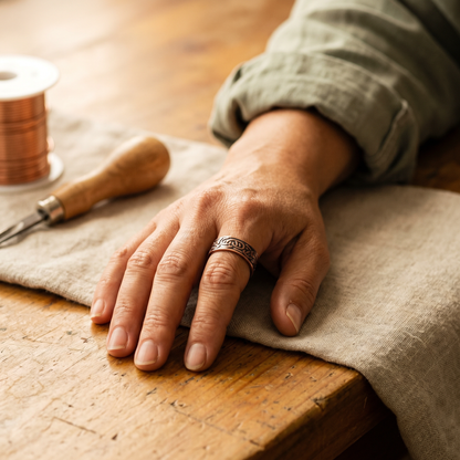 Agnes | Engraved Scroll Magnetic Copper Ring