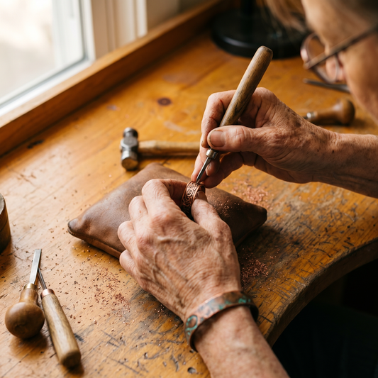 Agnes | Engraved Scroll Magnetic Copper Ring