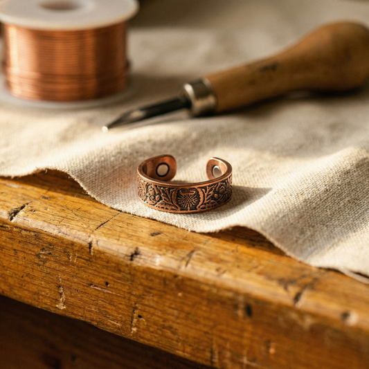 Phoebe | Open Copper Ring with Green Inlay