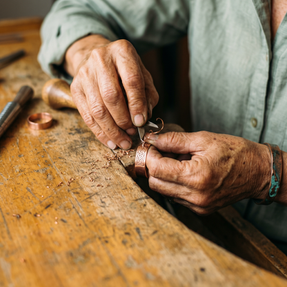 Ottilie | Green Inlay Copper Ring