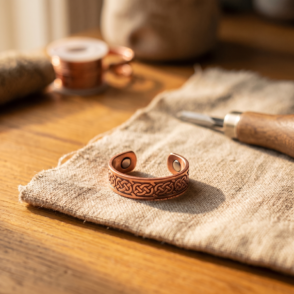 Ottilie | Green Inlay Copper Ring