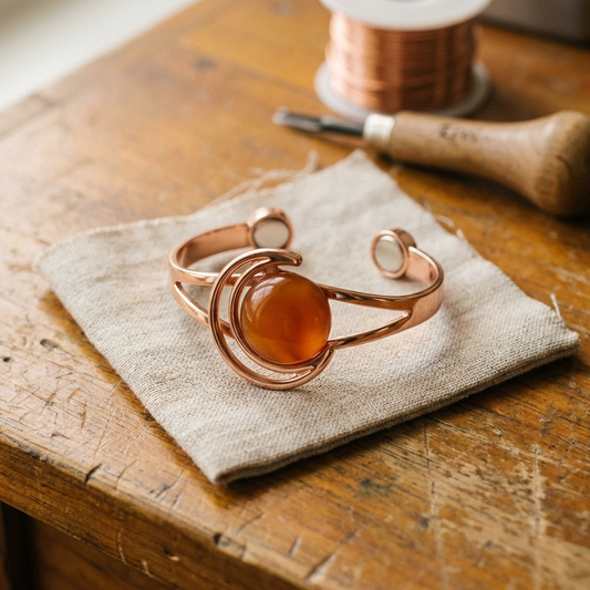 Saffron | Amber Stone Copper Cuff