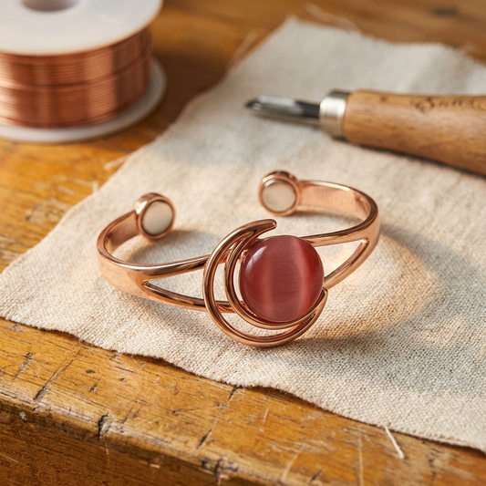 Rosa | Pink Stone Copper Cuff