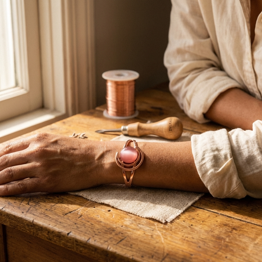 Rosa | Pink Stone Copper Cuff