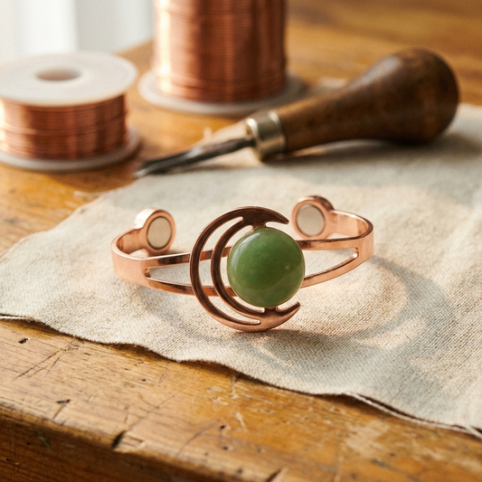 Gemma | Green Stone Copper Cuff
