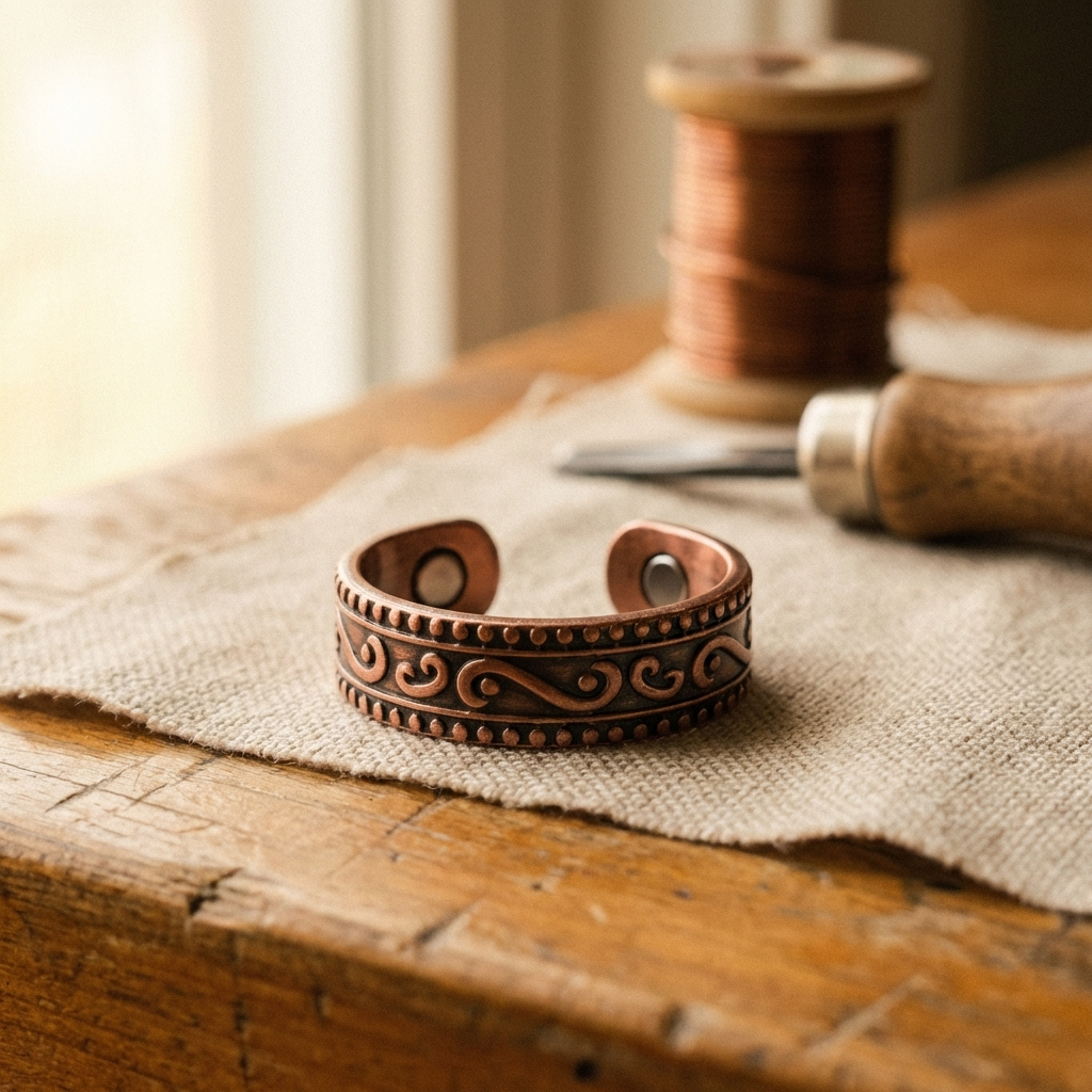 Fiona | Engraved Fern Magnetic Copper Ring