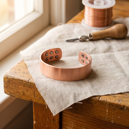 Ingrid | Wide Dotted Copper Cuff