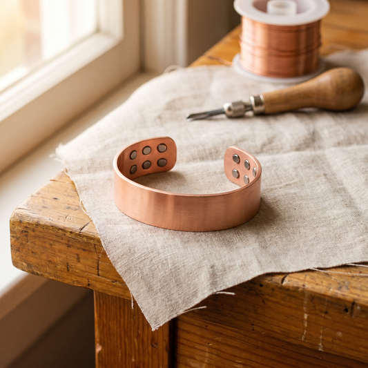 Ingrid | Wide Dotted Copper Cuff