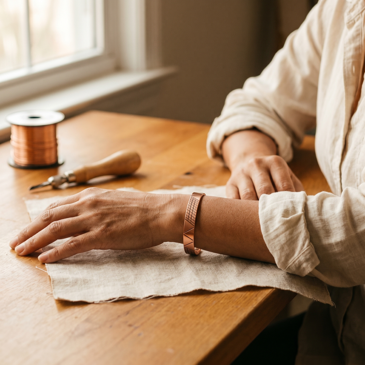 Sloane | Geometric Pattern Copper Cuff
