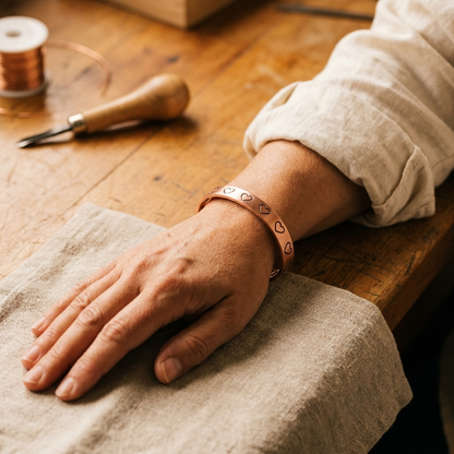 Harriet | Stamped Heart Copper Bracelet