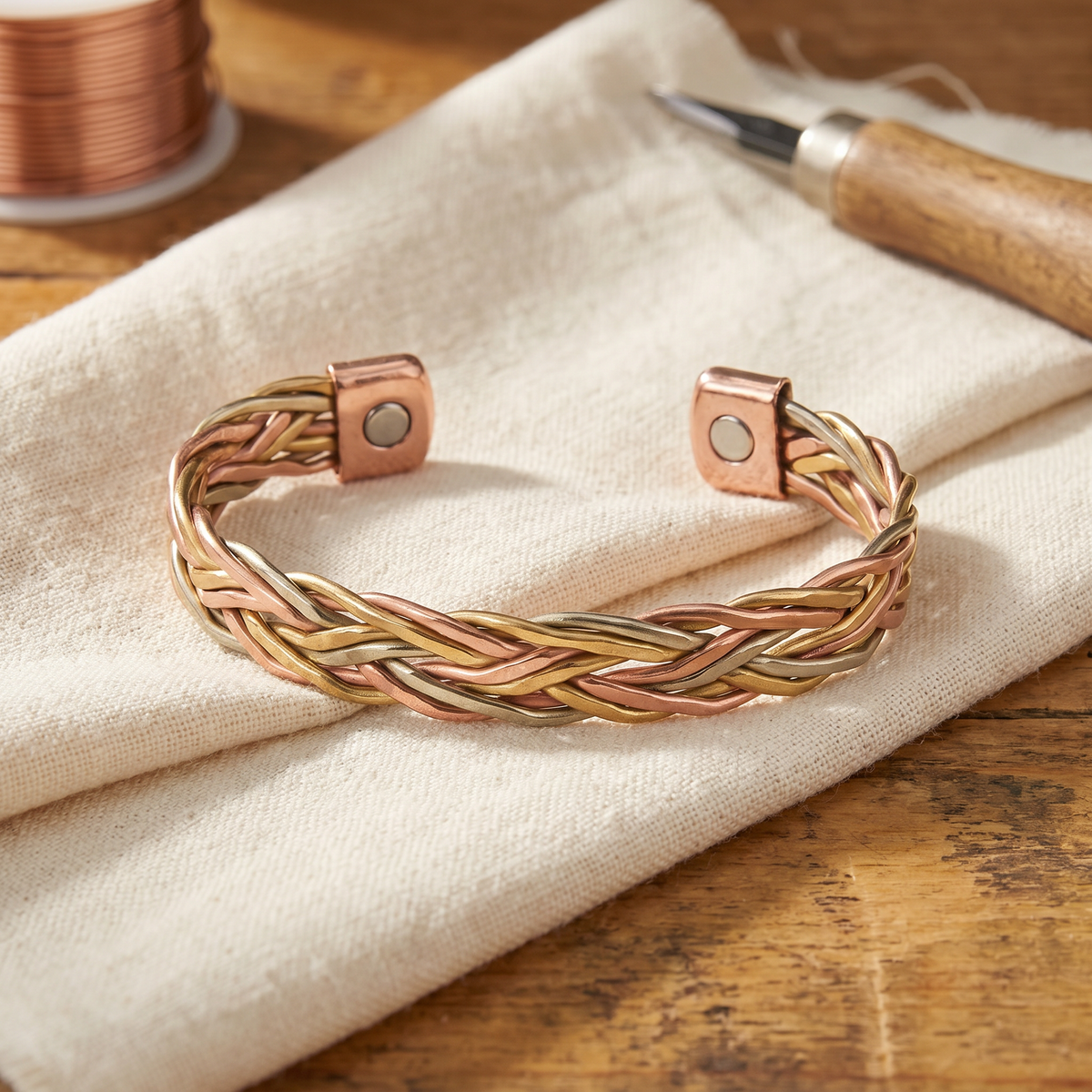 Juliet | Herringbone Braided Copper Bracelet