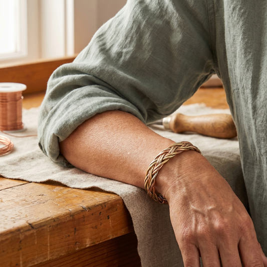 Juliet | Herringbone Braided Copper Bracelet
