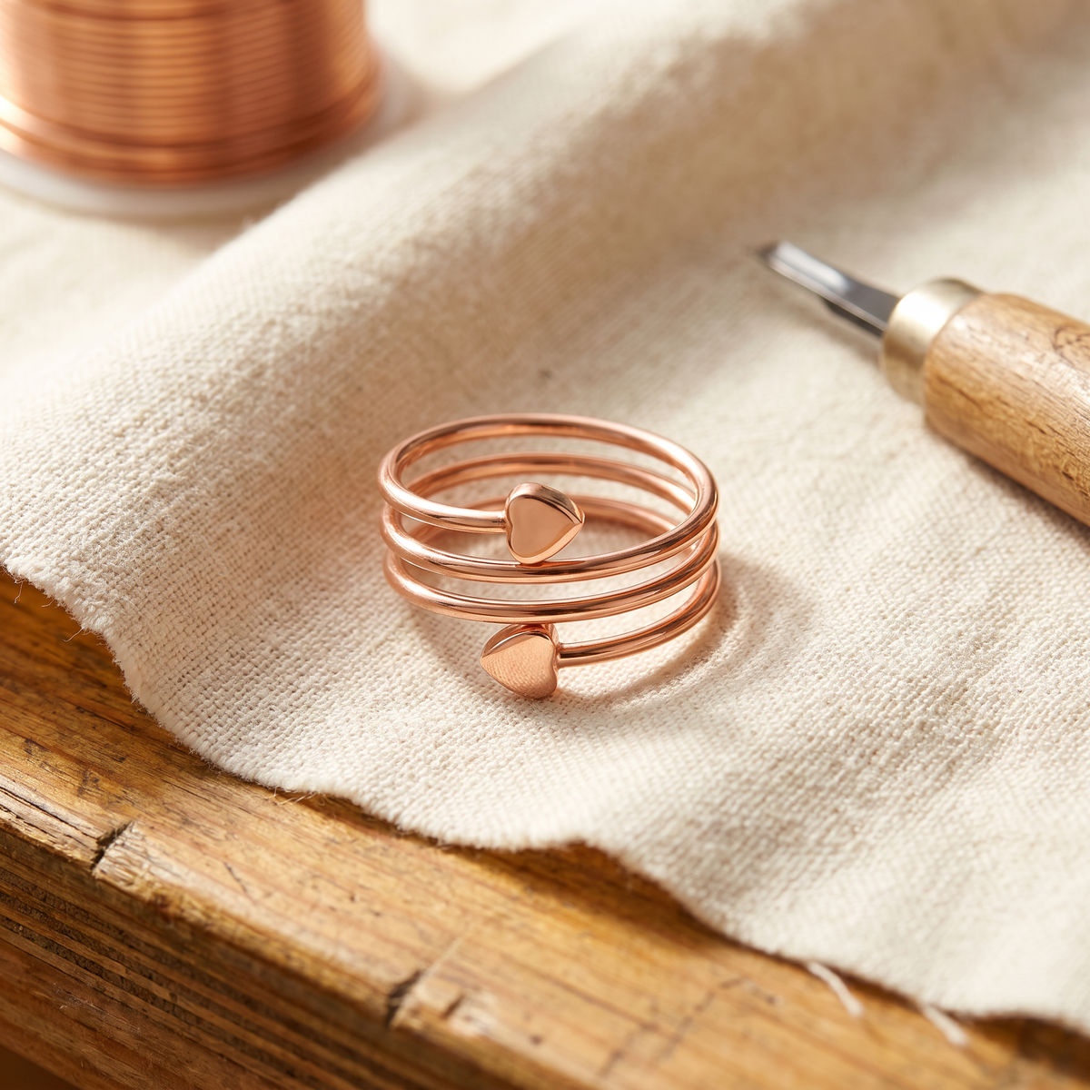 Amelie | Heart Coil Copper Ring
