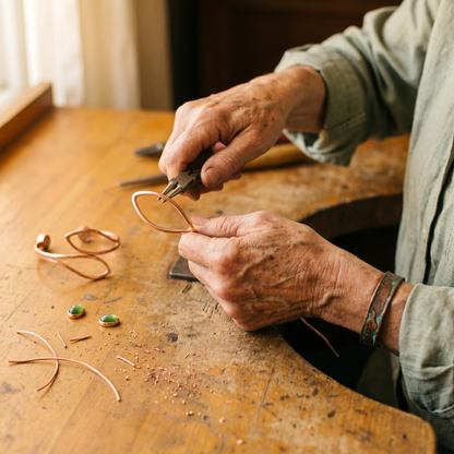 Olive | Green Stone Wire Copper Cuff