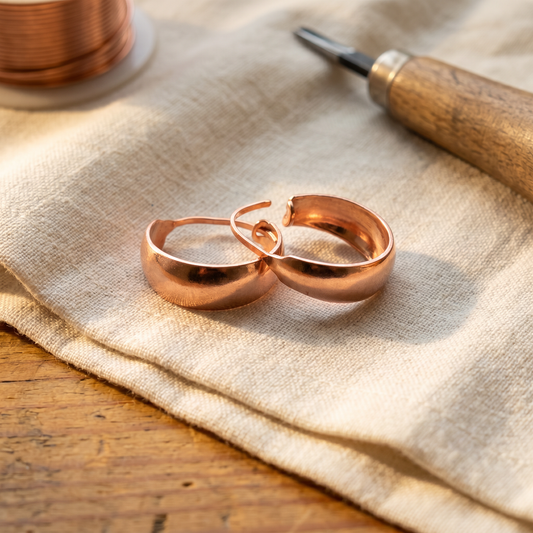 Louisa | Polished Copper Hoop Earrings