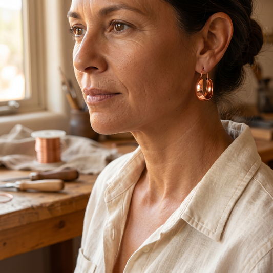 Louisa | Polished Copper Hoop Earrings
