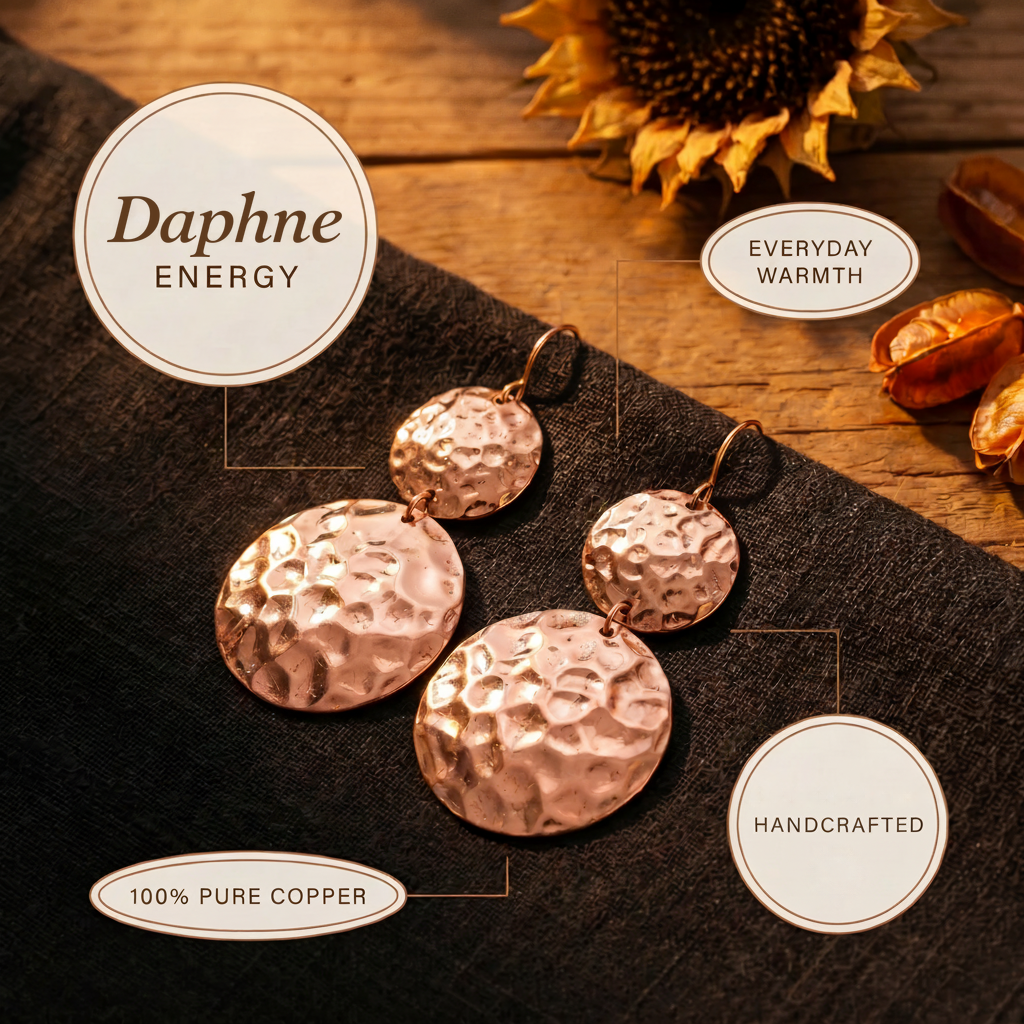 Daphne | Hammered Disc Copper Earrings