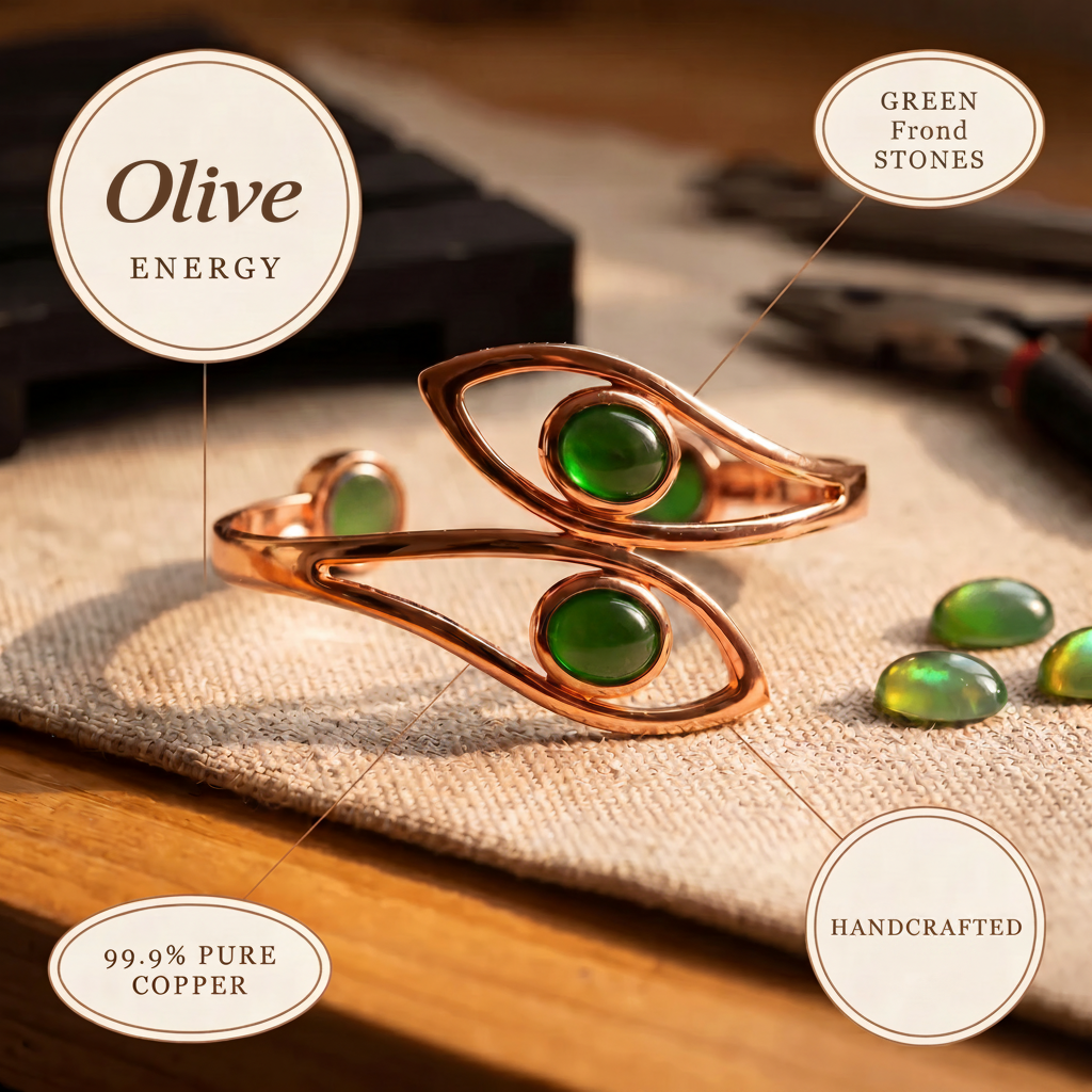 Olive | Green Stone Wire Copper Cuff