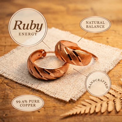 Ruby | Grooved Copper Hoop Earrings