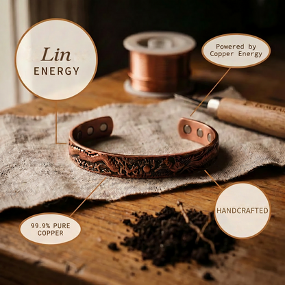 Lin | Dragon Embossed Magnetic Copper Cuff