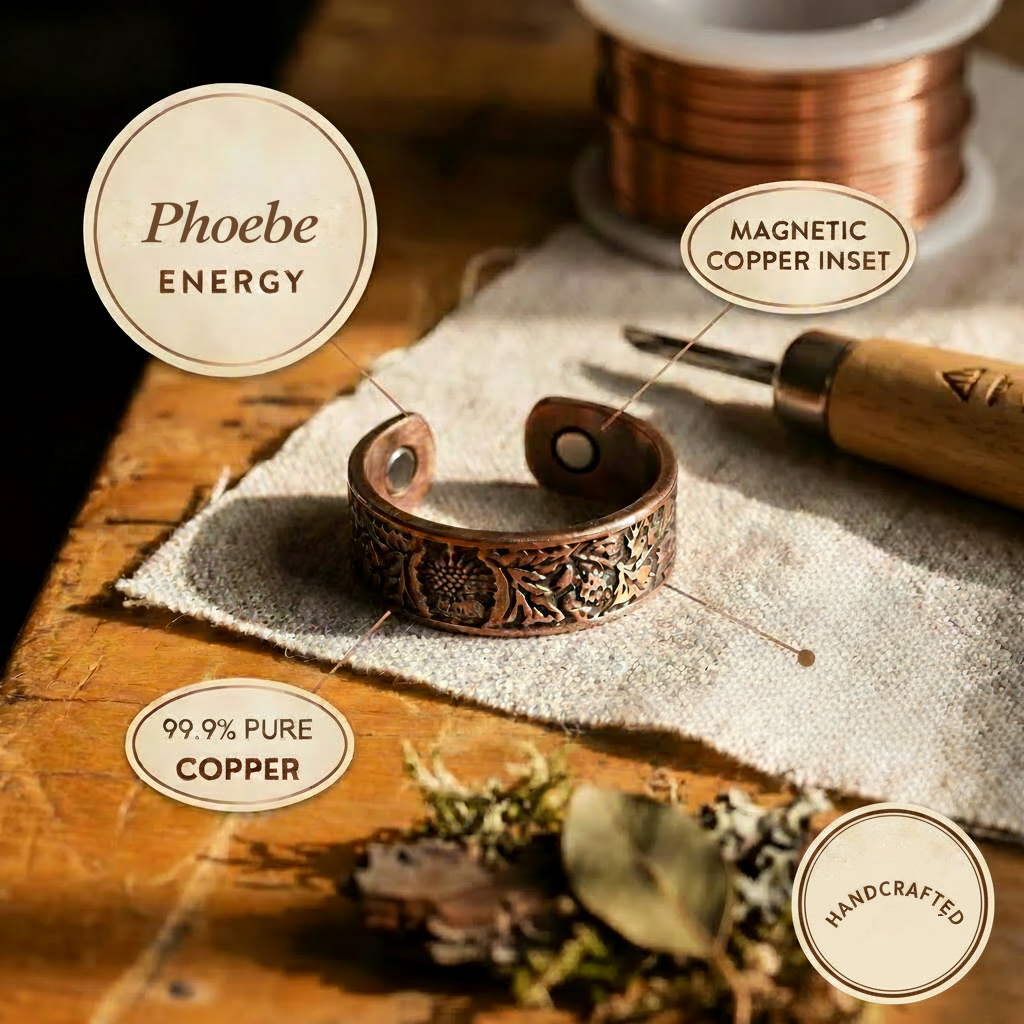 Phoebe | Open Copper Ring with Green Inlay