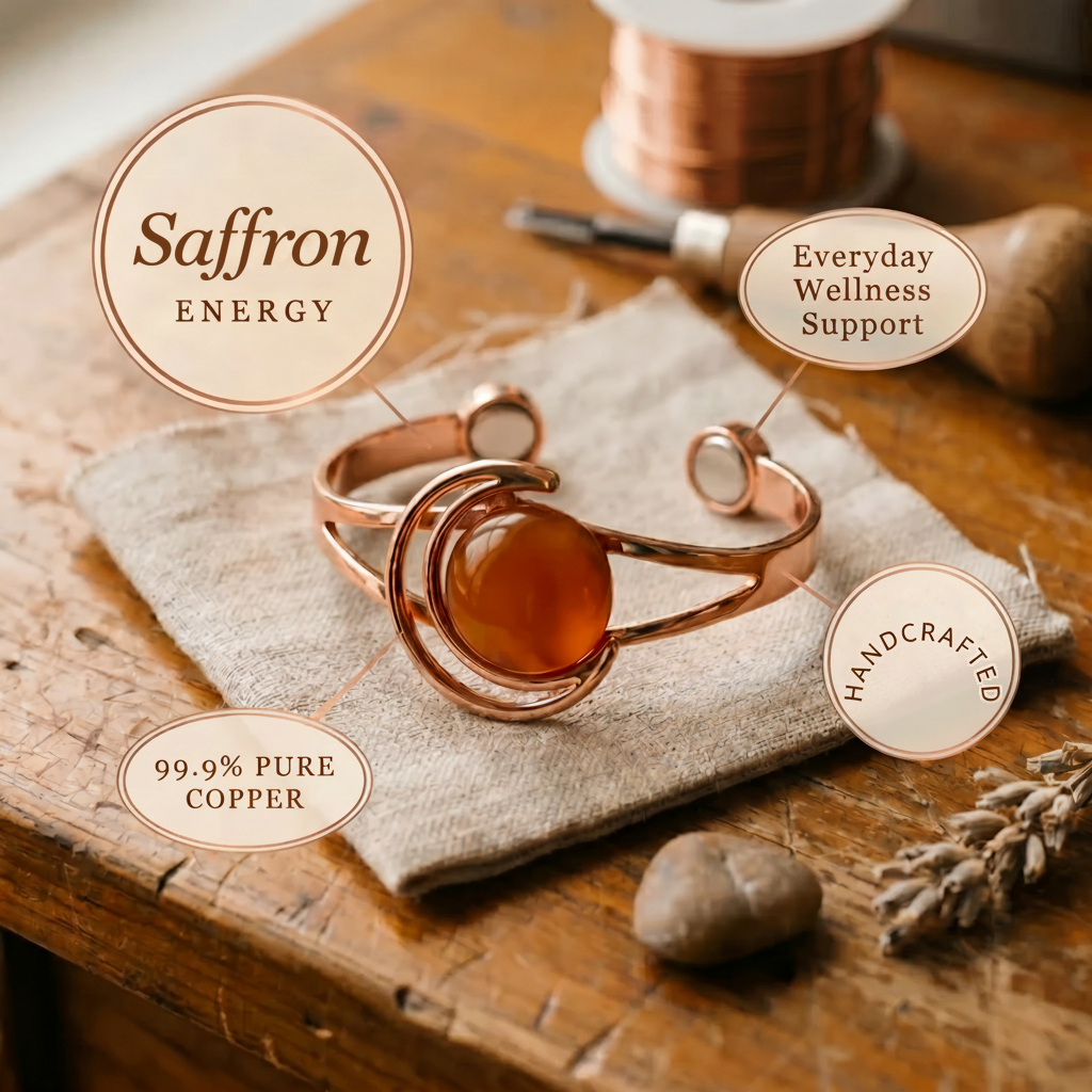Saffron | Amber Stone Copper Cuff