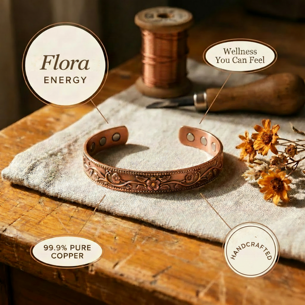 Flora | Engraved Vine Magnetic Copper Cuff