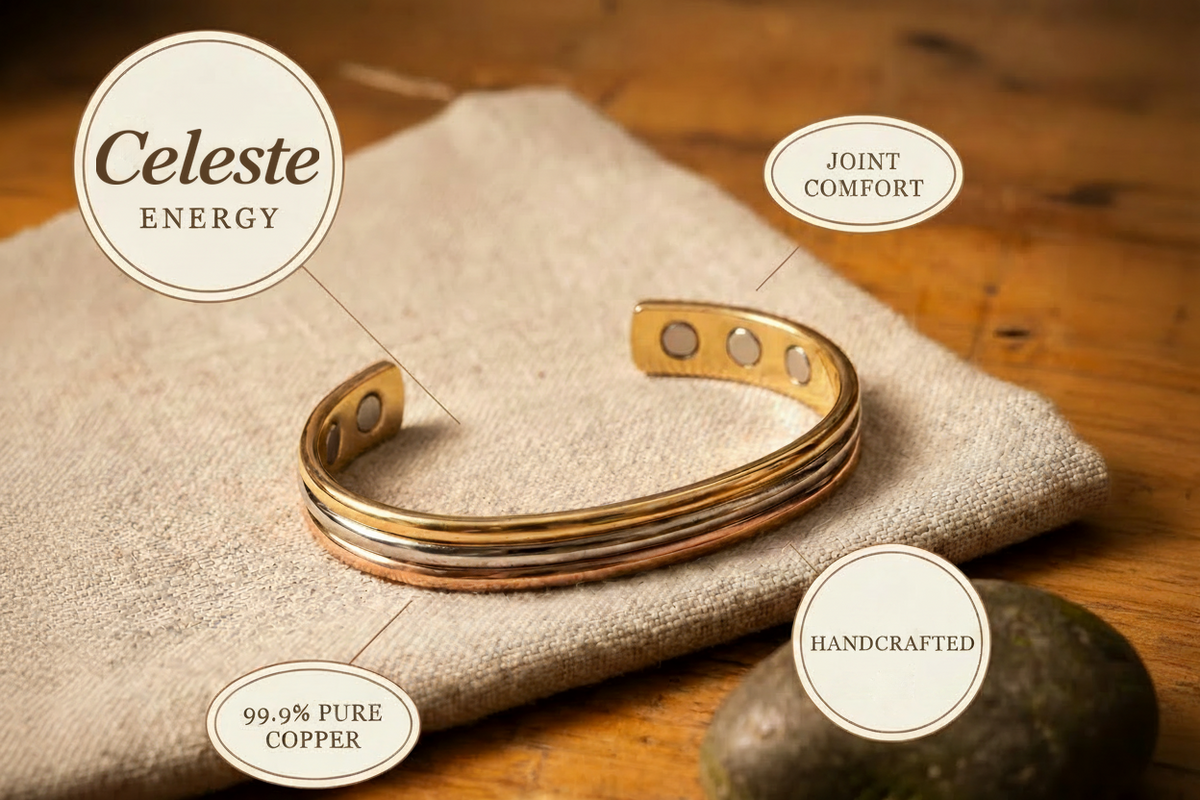 Celeste | Three-Tone Grooved Copper Cuff