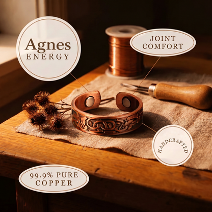Agnes | Engraved Scroll Magnetic Copper Ring