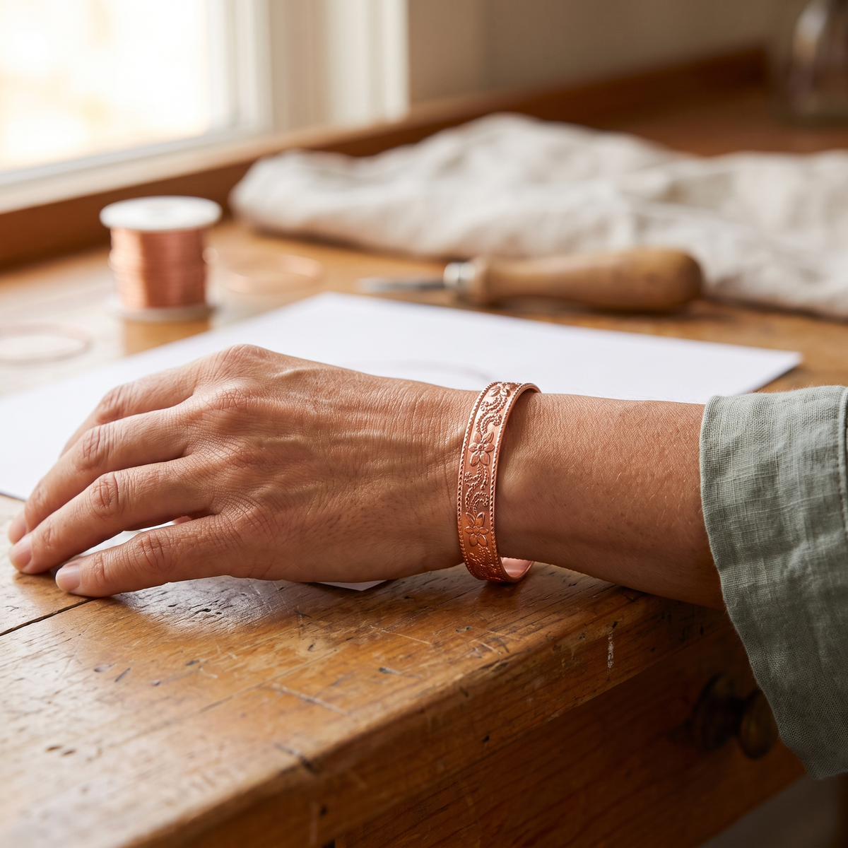Bianca | Textured-End Copper Cuff