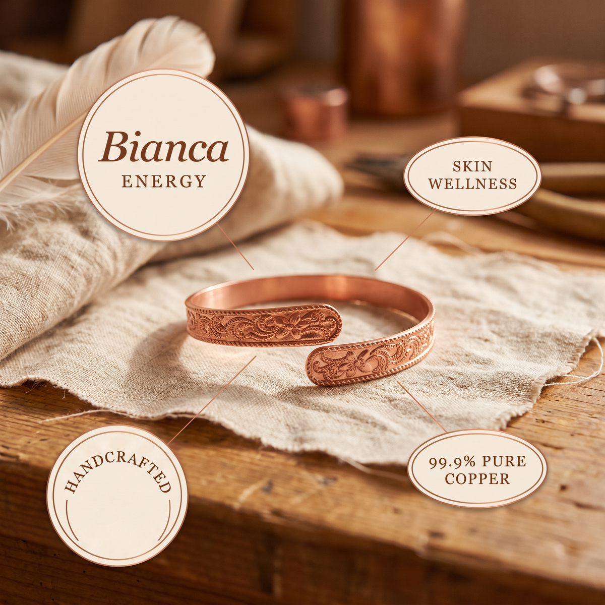 Bianca | Textured-End Copper Cuff