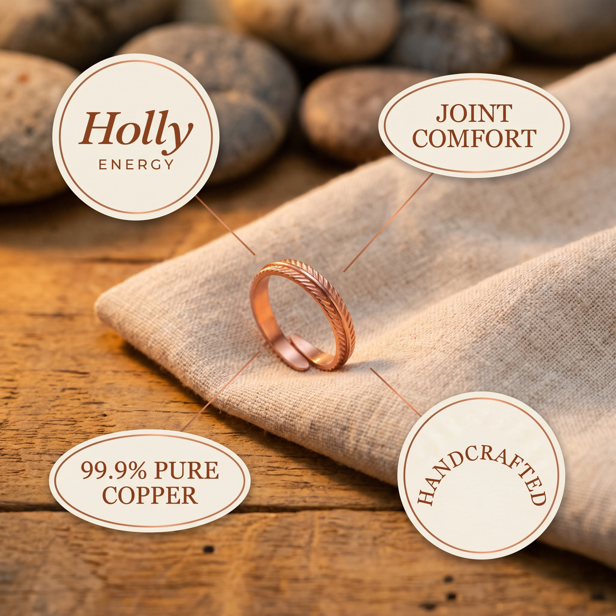Holly | Spiral Engraved Copper Ring